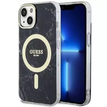 Etui für Telefon Guess GUHMP14MPCUMAK für Apple iPhone 14 Plus 6.7" Czarny/Black Hardcase Marble MagSafe