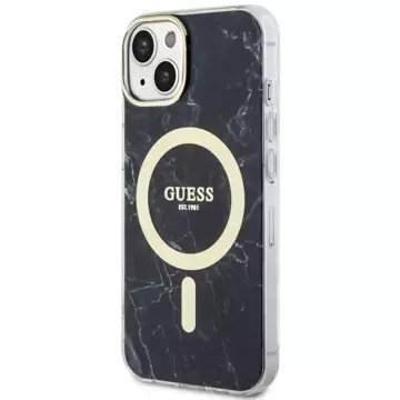 Etui für Telefon Guess GUHMP14MPCUMAK für Apple iPhone 14 Plus 6.7" Czarny/Black Hardcase Marble MagSafe