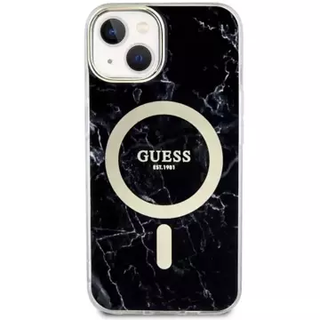 Etui für Telefon Guess GUHMP14MPCUMAK für Apple iPhone 14 Plus 6.7" Czarny/Black Hardcase Marble MagSafe