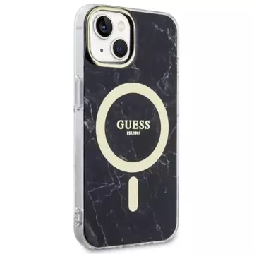 Etui für Telefon Guess GUHMP14MPCUMAK für Apple iPhone 14 Plus 6.7" Czarny/Black Hardcase Marble MagSafe