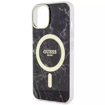 Etui für Telefon Guess GUHMP14MPCUMAK für Apple iPhone 14 Plus 6.7" Czarny/Black Hardcase Marble MagSafe