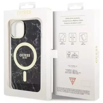 Etui für Telefon Guess GUHMP14MPCUMAK für Apple iPhone 14 Plus 6.7" Czarny/Black Hardcase Marble MagSafe