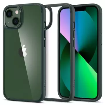 Etui für das Telefon Spigen Ultra Hybrid für das iPhone 13 Midnight Green