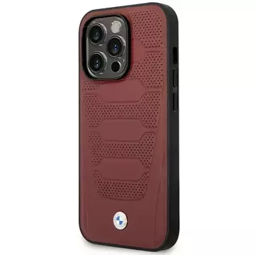 Etui na telefon BMW BMHMP14X22RPSR für Apple iPhone 14 Pro Max 6,7" burgundy/burgundy Leather Seats Pattern MagSafe