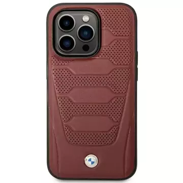 Etui na telefon BMW BMHMP14X22RPSR für Apple iPhone 14 Pro Max 6,7" burgundy/burgundy Leather Seats Pattern MagSafe