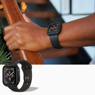 Etui ramka Spigen Rugged Armor für Apple Watch 4/5/6/7/SE 40/41mm Schwarz