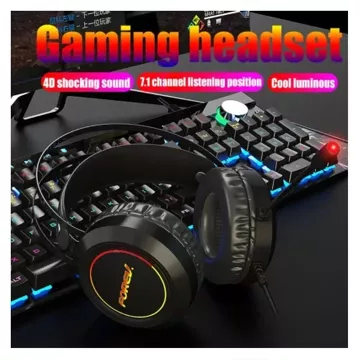 FOREV FV-G95 LED-USB-Gaming-Kopfhörer mit Mikrofon Schwarz