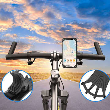 Fahrradhalterung Alogy Spider TPU Fahrrad Handyhalter Silikon flexibel für Fahrrad Motorroller Quad Schwarz