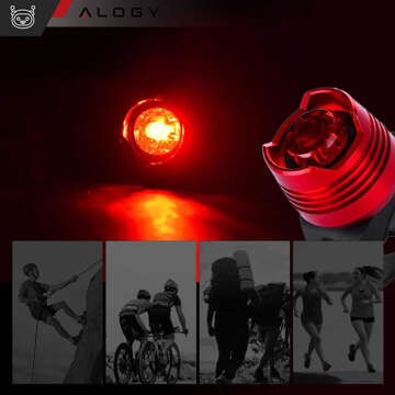 Fahrradlampe vorne hinten LED-Licht Fahrradbeleuchtung für Fahrrad vorne hinten Stark 900lm Alogy schwarz rot