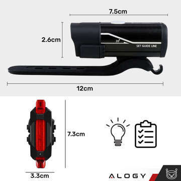 Fahrradlicht vorne hinten LED-Fahrradlicht vorne hinten Beleuchtung wasserdicht IPX4 USB-Fahrradlicht-Kit Alogy