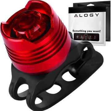 Fahrradrücklicht für das Heck des Fahrrads, LED-Beleuchtung, Rücklicht, rotes Aluminium, wasserdicht, IPX4, 50 lm, Alogy