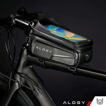 Fahrradtasche für Handy 6,7 Zoll Tasche Fahrradrahmenhalter geräumig 2l wasserdicht Schwarz Alogy