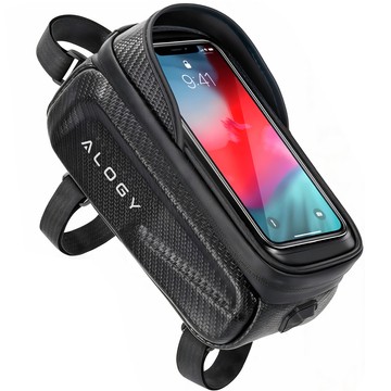 Fahrradtasche für Handy 6,7 Zoll Tasche Fahrradrahmenhalter geräumig 2l wasserdicht Schwarz Alogy