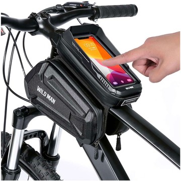 Fahrradtasche wasserdicht Wildman Bag XT6 Abnehmbare Hülle für Telefon 6,8 Zoll Rahmen Fahrradtasche 1,2l schwarz