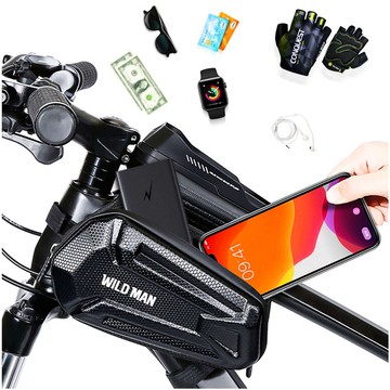 Fahrradtasche wasserdicht Wildman Bag XT6 Abnehmbare Hülle für Telefon 6,8 Zoll Rahmen Fahrradtasche 1,2l schwarz