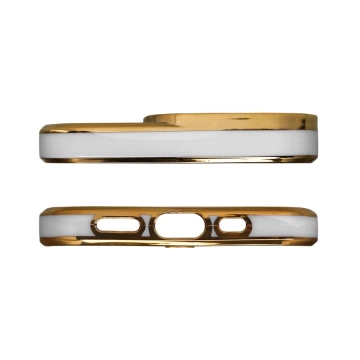 Fashion Case für iPhone 13 Gold Frame Gel Cover Weiß