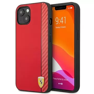 Ferrari iPhone 13 6.1" Hülle rot/rot Hardcase On Track Carbon Stripe