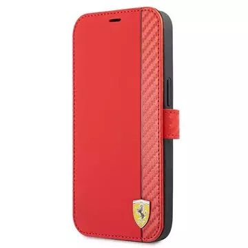Ferrari iPhone 13 Pro / 13 6.1" Handyhülle rot/rotes Buch On Track Carbon Stripe