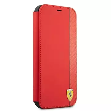 Ferrari iPhone 13 Pro / 13 6.1" Handyhülle rot/rotes Buch On Track Carbon Stripe