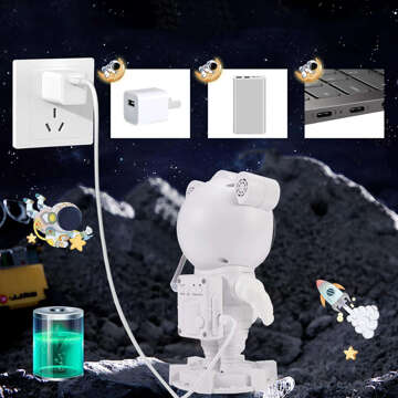 Galaxy-Sternprojektor – Astronautenfigur mit Lautsprecher, Bluetooth-Lautsprecher, RGB-LED-Lampe für ein Kinderzimmer, Fernbedienung, Weiß