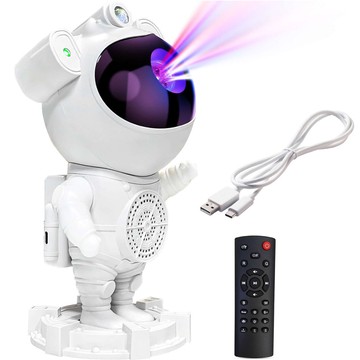 Galaxy-Sternprojektor – Astronautenfigur mit Lautsprecher, Bluetooth-Lautsprecher, RGB-LED-Lampe für ein Kinderzimmer, Fernbedienung, Weiß