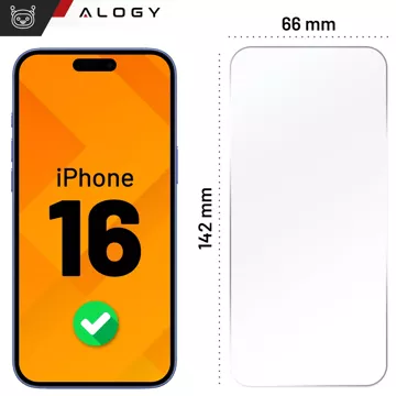 Gehärtetes Glas für Apple iPhone 16 Displayschutzfolie 9H Alogy Heavy Pro™️