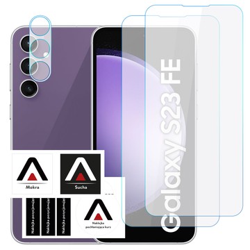 Gehärtetes Glas für Samsung Galaxy S23 FE 2x Displayschutzfolie 1x Kameralinse Lens Pro 9H Alogy Glass Set