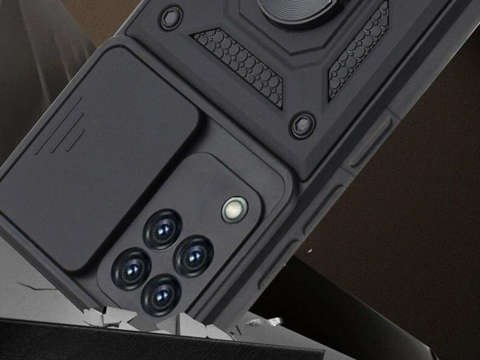 Gepanzerte Hülle mit Alogy Stand Ring Armor Kameraabdeckung für Galaxy A22 / M22 4G schwarz