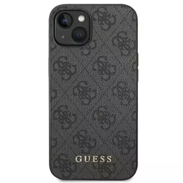 Guess Do iPhone 14 6.1" Szary/Grey Hard Case 4G Metal Gold Logo