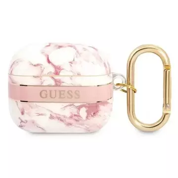 Guess GUA3HCHMAP AirPods 3 Cover różowy/pink Marble Strap Collection