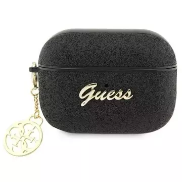 Guess GUAP2GLGSHK Kopfhörer Schutzhülle für Apple AirPods Pro 2 Cover schwarz/schwarz Glitter Flake 4G Charm