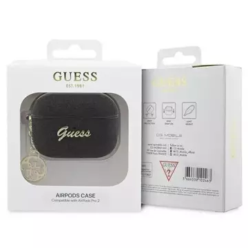 Guess GUAP2GLGSHK Kopfhörer Schutzhülle für Apple AirPods Pro 2 Cover schwarz/schwarz Glitter Flake 4G Charm