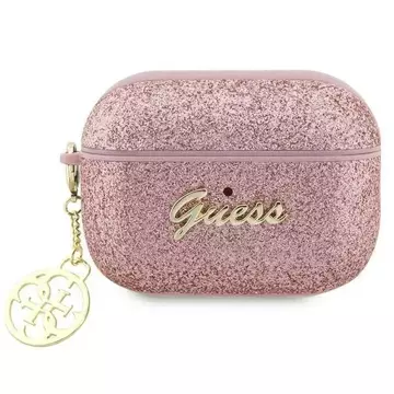 Guess GUAP2GLGSHP Schutzhülle für Apple AirPods Pro 2 Cover Pink/Pink Glitter Flake 4G Charm