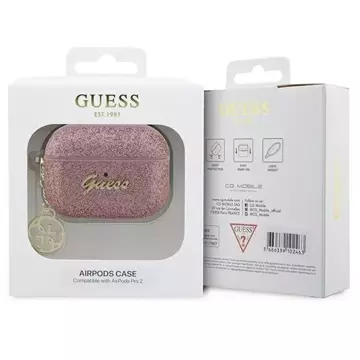 Guess GUAP2GLGSHP Schutzhülle für Apple AirPods Pro 2 Cover Pink/Pink Glitter Flake 4G Charm