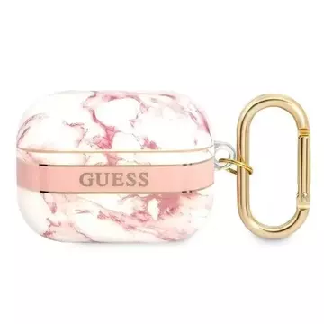 Guess GUAPHCHMAP AirPods Pro Cover różowy/pink Marble Strap Collection