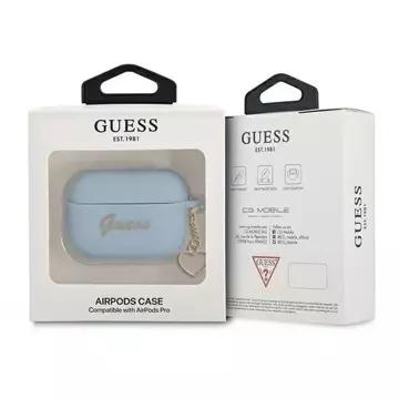 Guess GUAPLSCHSB AirPods Pro Cover niebieski/blue Silicone Charm Collection