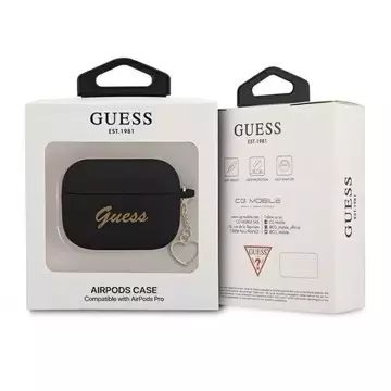 Guess GUAPLSCHSK AirPods Pro Cover Czarny/Black Silicone Charm Collection