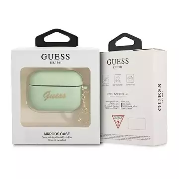 Guess GUAPLSCHSN AirPods Pro Cover zielony/green Silicone Charm Heart Collection