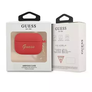 Guess GUAPLSCHSR AirPods Pro Cover Czerwony/Red Silicone Charm Heart Collection