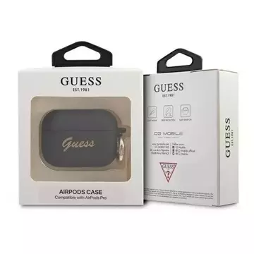 Guess GUAPSSSK AirPods Pro Cover czarny/schwarzes Silikon Vintage Script