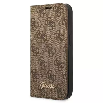 Guess GUBKP14SHG4SHW Hülle für Apple iPhone 14 6.1" Braun/Braun Buch 4G Vintage Gold Logo