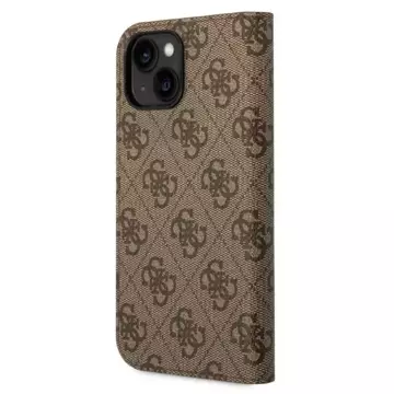 Guess GUBKP14SHG4SHW Hülle für Apple iPhone 14 6.1" Braun/Braun Buch 4G Vintage Gold Logo