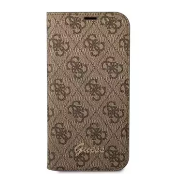 Guess GUBKP14SHG4SHW Hülle für Apple iPhone 14 6.1" Braun/Braun Buch 4G Vintage Gold Logo