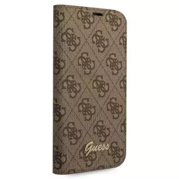 Guess GUBKP14SHG4SHW Hülle für Apple iPhone 14 6.1" Braun/Braun Buch 4G Vintage Gold Logo