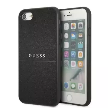 Guess GUHCI8PSASBBK Hülle für Apple iPhone 7/8 SE 2020 / SE 2022 schwarz/schwarzes Saffianband