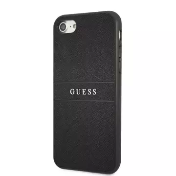 Guess GUHCI8PSASBBK Hülle für Apple iPhone 7/8 SE 2020 / SE 2022 schwarz/schwarzes Saffianband