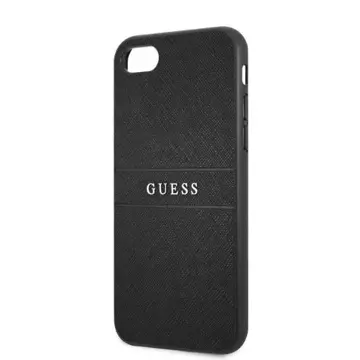 Guess GUHCI8PSASBBK Hülle für Apple iPhone 7/8 SE 2020 / SE 2022 schwarz/schwarzes Saffianband