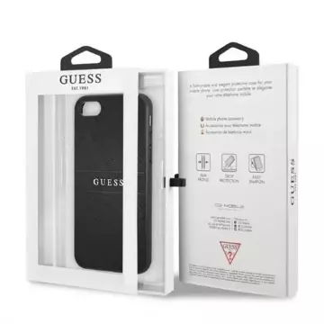 Guess GUHCI8PSASBBK Hülle für Apple iPhone 7/8 SE 2020 / SE 2022 schwarz/schwarzes Saffianband