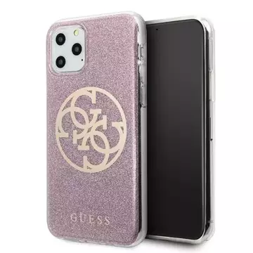 Guess GUHCN65PCUGLPI iPhone 11 Pro Max różowy/pink Hard Case 4G Circle Glitter