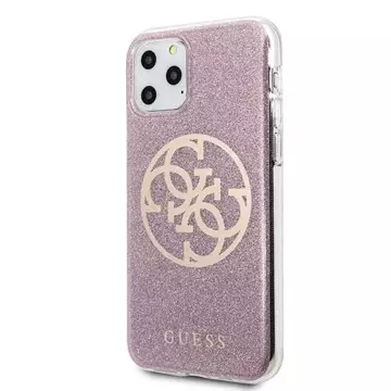 Guess GUHCN65PCUGLPI iPhone 11 Pro Max różowy/pink Hard Case 4G Circle Glitter